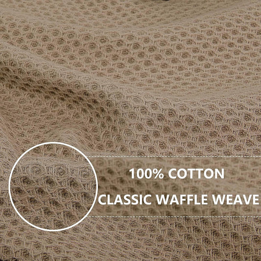 Homaxy 100% Cotton Waffle Weave Kitchen Dish Cloths, Ultra Soft Absorbent Quick Drying Dish Towels, 12 x 12 Inches, 6-Pack, Tan