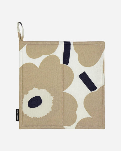 MARIMEKKO Pieni Unikko Pot Holder with Hanging Loop – Refine Your Kitchen Décor with Our Floral Pot Holders — Beige Pot Holders for Kitchen & Oven (8" L x 8" W)