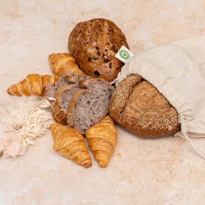 Reusable Linen Sourdough Bread Bags - 2 Pack Reusable, Undyed, Toxic-free, Washable and Perfect for Storing and Transporting Your Homemade Bread - Artisan Linen Bread Loaf Bags (2 Bags - 12”x15”)