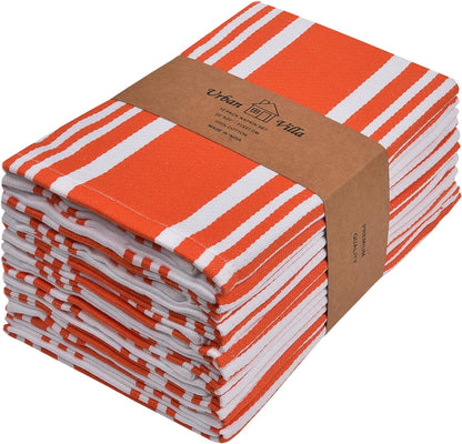 Urban Villa Cloth Napkins Trendy Stripes 100% Cotton Aborbent Dinner Napkins (Set of 12) 20x20 Inches Grey White Soft Durable Washable Ideal for Everyday Use Wedding Parties Napkins
