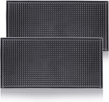 Rubber Bar Mats for Countertop by ProTensils - 12" x 6" Black Bar Mats for Bartending, Bar Service Mat, Home Bar, Coffee Bar Mat Spill Matt (2 Pieces)
