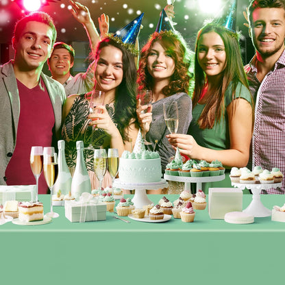6 Pieces Green Series Rectangle Tablecloth, 54x72 Solid Color Waterproof & Spillproof Disposable Plastic Table Cover, Durable Party Tablecloth for Dining, Buffet, Picnic, Outdoor Events