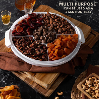 EXTRA LARGE & EXTRA STURDY Cake Carrier, Cake Stand with Lid and Foldable Handles - Multifunctional Serving Platter and Cake Plate - Cake Container with Dome and Strong Snaps 13 x 13 x 7 inch (White)