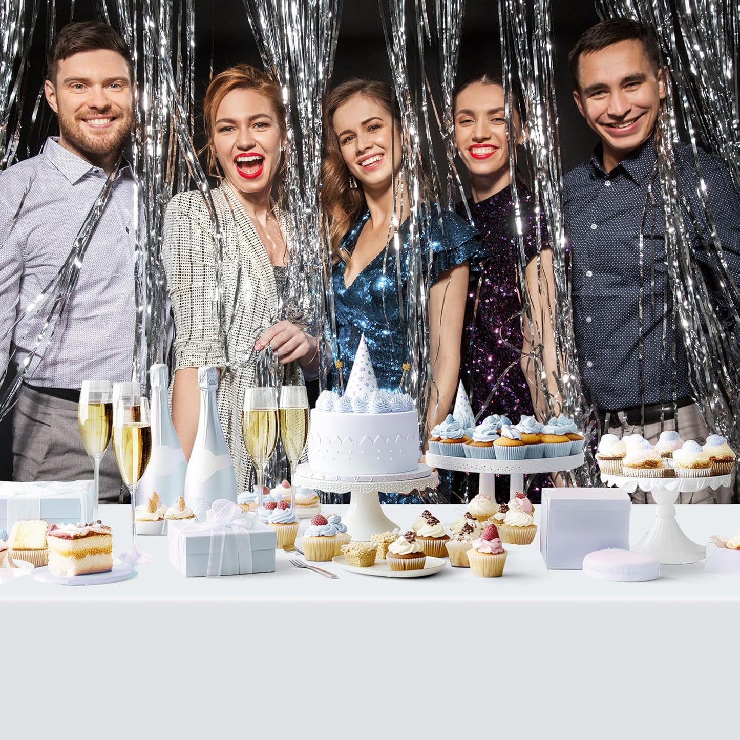 6 Pieces July Four Series Rectangle Tablecloth, 54x72" Solid Color Waterproof & Spillproof Disposable Plastic Table Cover, Durable Party Tablecloth for Dining, Buffet, Picnic, Outdoor Events