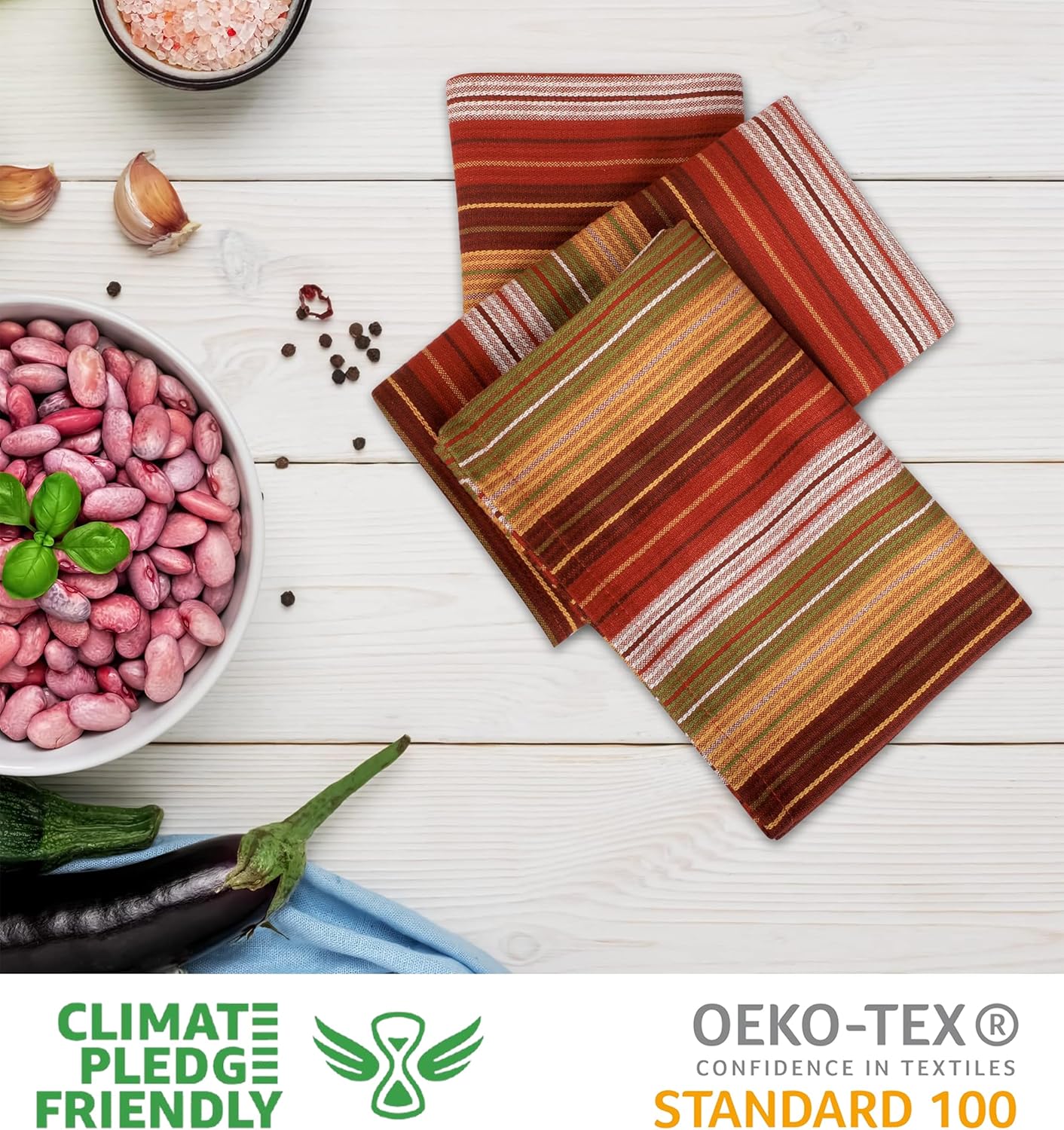 Urban Villa Cloth Napkins Set of 12 20x20 Inches 100% Cotton Napkins Cloth Washable Durable Reusable Absorbent Table Dinner Napkins Cloth for Thanksgiving Hotel Lunch Restaurant Parties – Fall Stripes