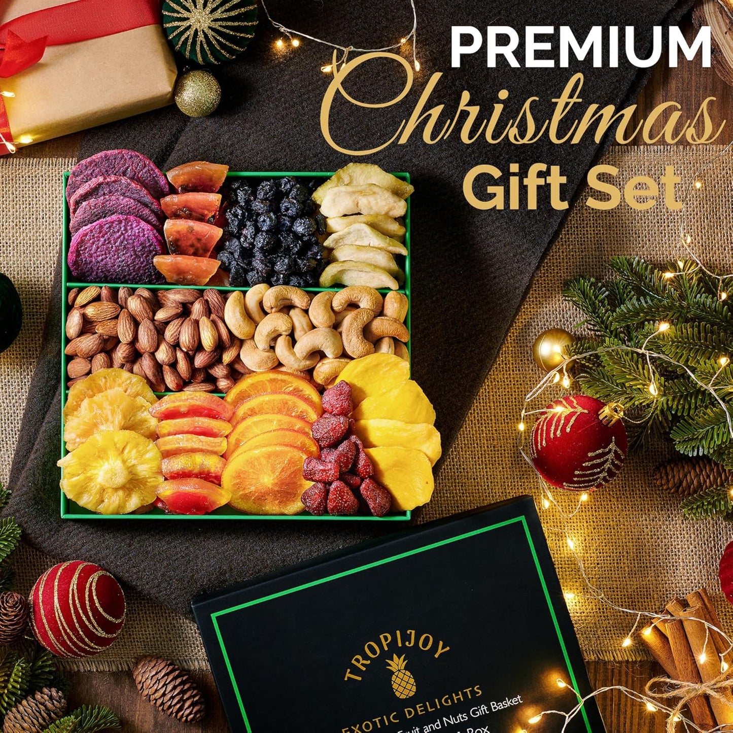 Christmas Gift Baskets - 11 Tropical Flavors - 20oz Soft Dried Fruit Basket Gift | Holiday Gift Baskets for Adults - Dried Fruit Gift Basket - Christmas Food Gifts - Family Gifts for Christmas Basket