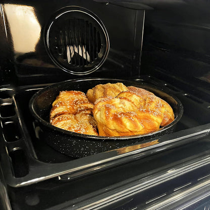 3-Pack Enamel Roasting Pan Set Round Deep Baking Pans Oven Trays10"/12"/14" Cake Pans High Performance Non-Toxic Pizza Pan Cookie Baking Sheets Oven Trays For Cooking Merry Christmas Gift for Mom