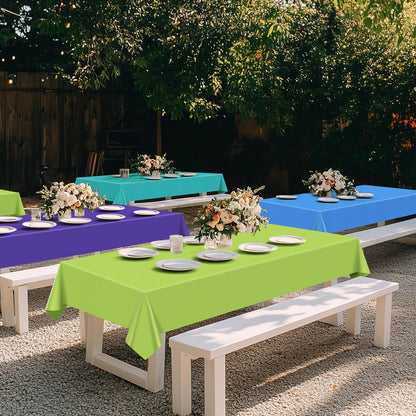 4 Pieces Blue & Green Series Rectangle Tablecloth, 54x72" Solid Color Waterproof & Spillproof Disposable Plastic Table Cover, Durable Party Tablecloth for Dining, Buffet, Picnic, Outdoor Events