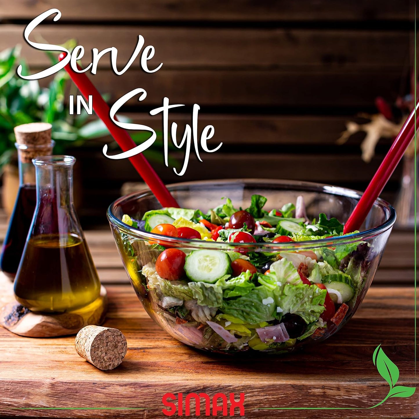 SIMAX Large Glass Mixing Bowl, 3.6 Qt Large Glass Bowl, Oven Safe Bowls, Borosilicate Glass Serving Bowls, Big Clear Glass Mixing Bowls for Cooking, Baking, Salad and Bread