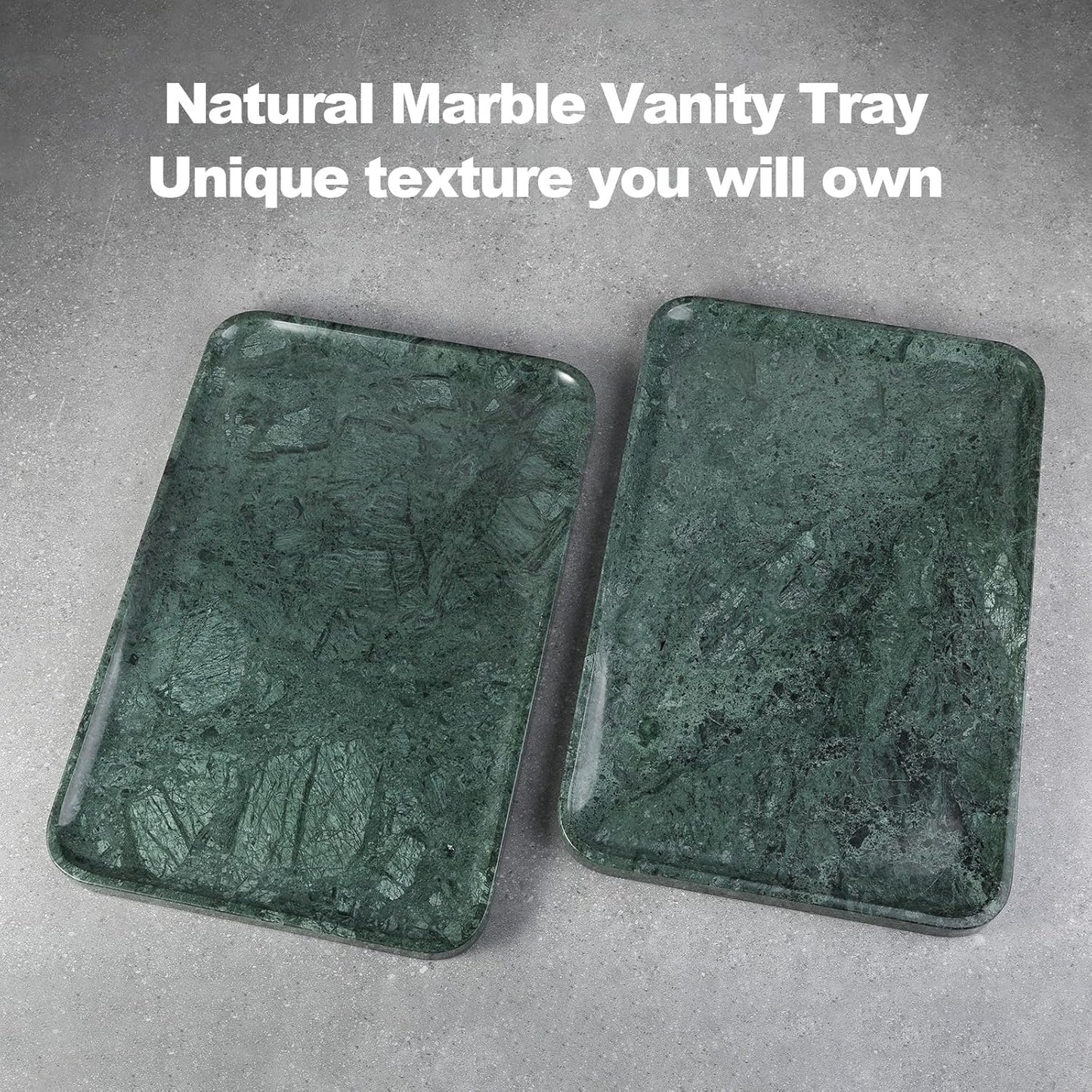 Marble Vanity Tray, 18in Stone for Bathroom Countertop, 17 3/4'' Oversized Dresser Decorative Organizer, Luxury Kitchen Serving Plate, Kitchen Sink Storage Tray, Perfume, Jewelry Holder(Green)