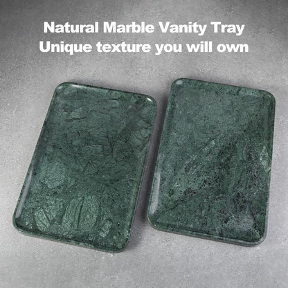 Marble Vanity Tray, 18in Stone for Bathroom Countertop, 17 3/4'' Oversized Dresser Decorative Organizer, Luxury Kitchen Serving Plate, Kitchen Sink Storage Tray, Perfume, Jewelry Holder(Green)