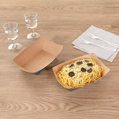 Restaurantware Bio Tek 1 Pound Food Boats 200 Disposable Paper Food Trays - Heavy-Duty Greaseproof Frenchie Paper Food Boats For Snacks Appetizers Or Treats Use At Parties Or Carnivals