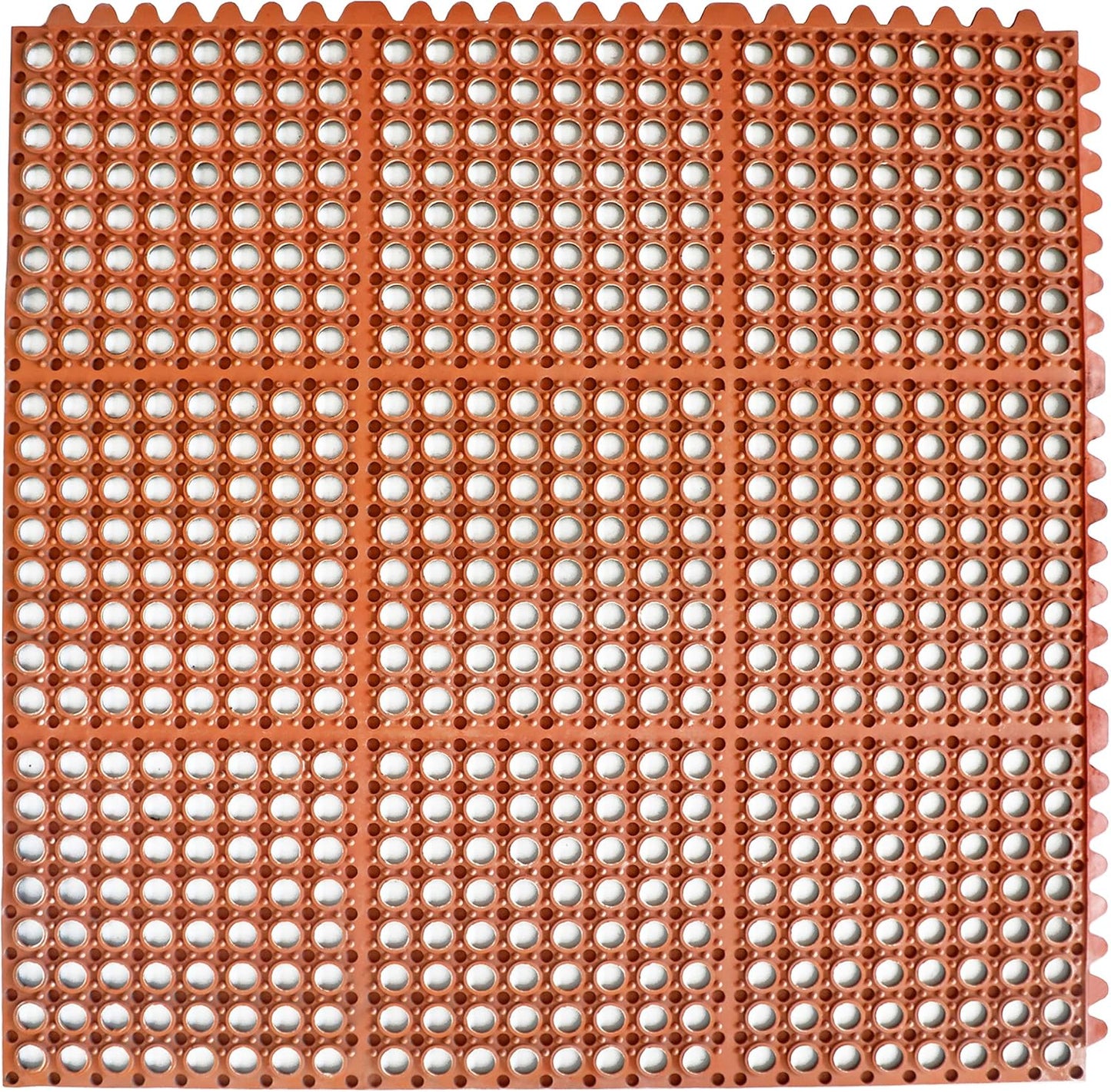 New Star 1 pc Heavy Duty Red 36x36 inch Interlocking Restaurant / Bar Grease Resistant Rubber Floor Mat