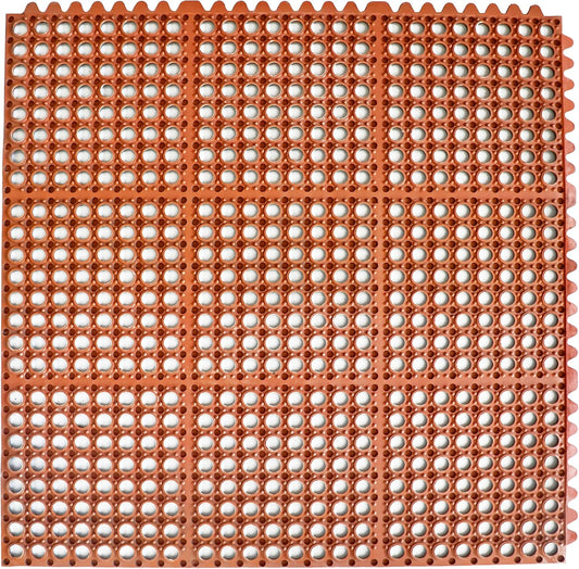 New Star 1 pc Heavy Duty Red 36x36 inch Interlocking Restaurant / Bar Grease Resistant Rubber Floor Mat